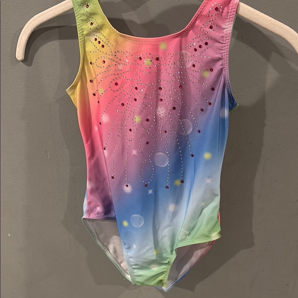 Sparkling Arshiner Rainbow Ombre Leotard with Rhinestones size 130 or 8/9 - Picture 1 of 4